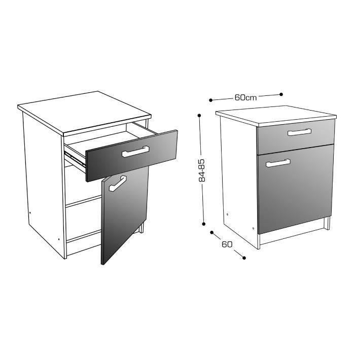 START Mueble de cocina bajo L 60 cm - Blanco brillante 3 START Mueble de cocina bajo L 60 cm - Blanco brillante 3