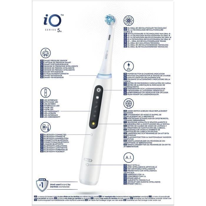 Cepillos de dientes - ORAL-B - iO5n Quite - Blanco + Estuche de viaje - Eléctrico 5 Cepillos de dientes - ORAL-B - iO5n Quite - Blanco + Estuche de viaje - Eléctrico 5
