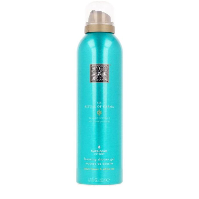 Rituals The Ritual of Karma Gel de Ducha en Espuma con Loto Sagrado y Té Blanco para Mujer, Limpia, Suaviza y Refresca la Piel 200 ml