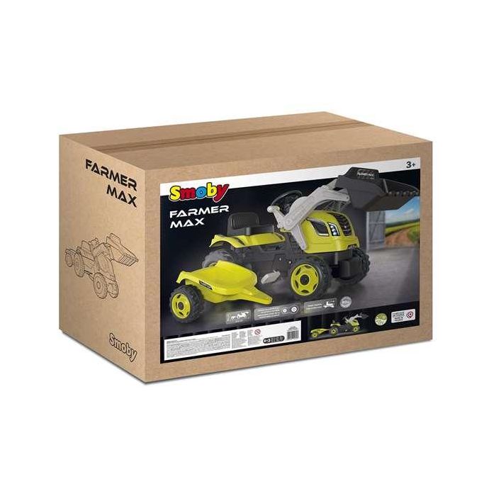 Smoby Farmer Max Pedal Tractor + Trailer + Shovel - Verde 4