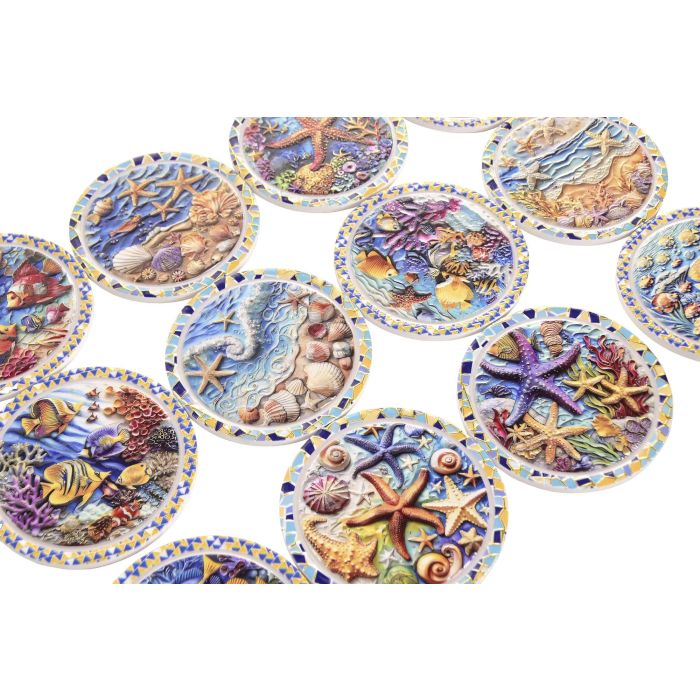 DKD Home Decor Posavasos Atlantico Multicolor Dolomite Corcho 10.8 x 0.7 x 10.8 cm (72 Unidades)