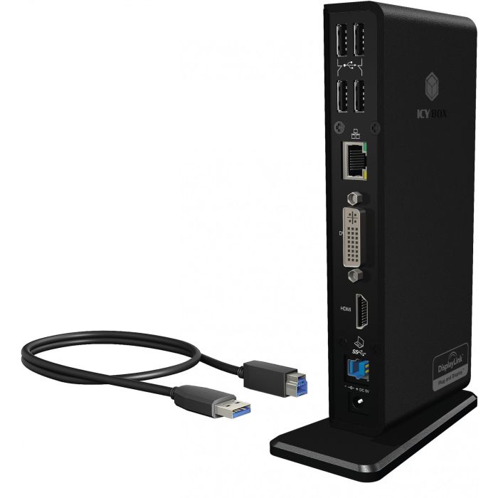 ICY BOX IB-DK2241AC Docking Station USB 3.0 11-en-1 con HDMI/DVI, Ethernet Gigabit y 2K para Doble Monitor 3