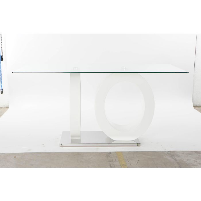 Mesa de Comedor DKD Home Decor Cristal Transparente Blanco Madera MDF (160 x 90 x 75 cm) 5
