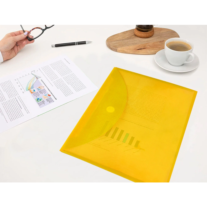 Liderpapel Carpeta Dossier A4 Cierre Velcro Amarilla Polipropileno 180 Micras 7