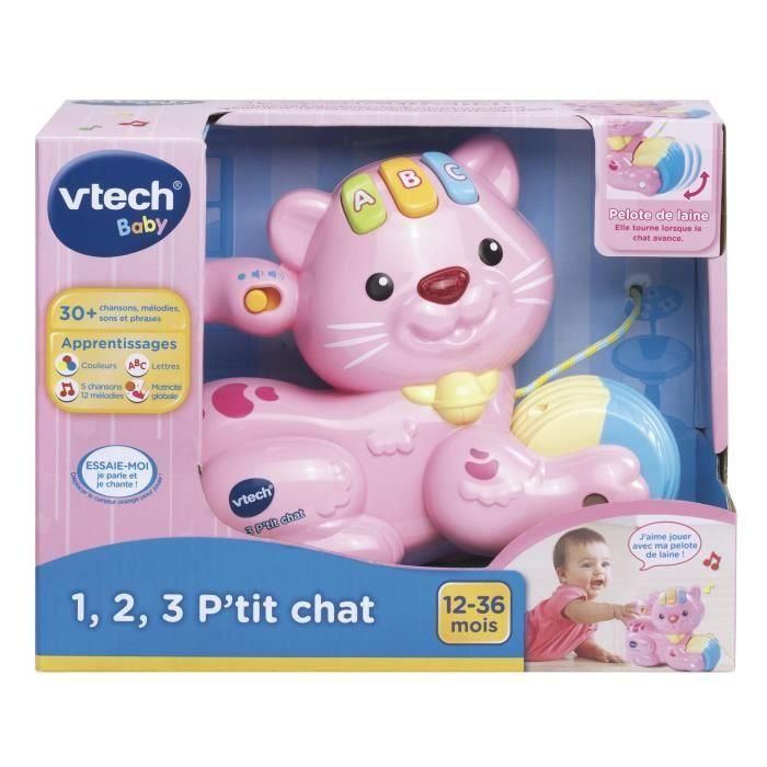 Vtech Baby 1,2,3 P'tit Chat Rose - Gatito Interactivo para Rodar con Luz, Sonidos y Melodías para Bebés 12-36 Meses 3