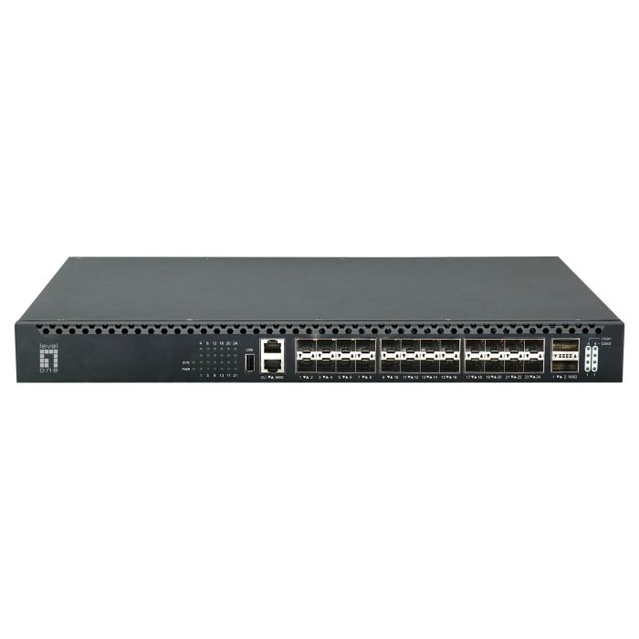 Level One XQS-3126 Switch Gestionado L3 26x GE 2x40/100GbE 19" 24xPoE 185W 0 Level One XQS-3126 Switch Gestionado L3 26x GE 2x40/100GbE 19" 24xPoE 185W 0