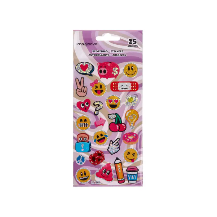 Imaginovo Pegatinas Diseños Surtidos Smiley con Brillo 214x100 mm en Blister 1