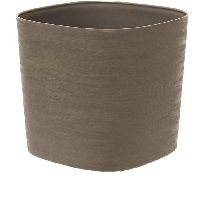 Maceta con reserva de agua - GARDEN ID Respect - Taupe 40 x 40 cm - 100% residuos domésticos - 100% reciclable - Superficie estructurada. Maceta con reserva de agua - GARDEN ID Respect - Taupe 40 x 40 cm - 100% residuos domésticos - 100% reciclable - Superficie estructurada.