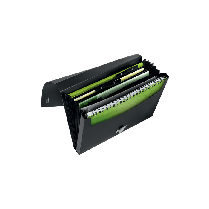 Leitz Carpeta Clasificadora Fuelle Polipropileno 5+1 Compartimentos DIN A4 Negro Reciclado 1