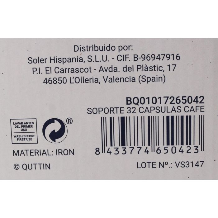 Quttin Soporte para 32 Cápsulas de Café 12.5x11.2x30 cm (6 Unidades)