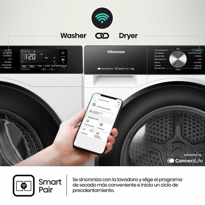 Secadora Hisense DH3S902BW3 9 kg 8