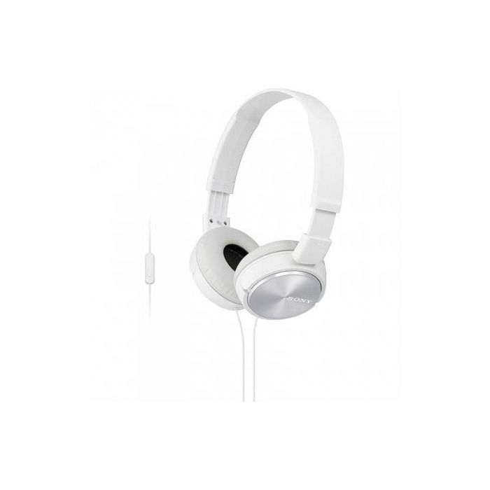Sony MDRZX310APW Auriculares Supra aural de Diadema Plegable con Micrófono, Jack 3.5mm, Ligeros, Sonido Potente, Blancos