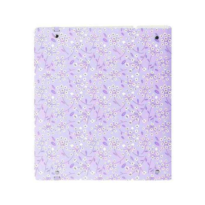Carpeta Con Recambio Safta Din A4 Cuadro 5 mm Polipropileno Foam 4 Anillas 35 mm Estampados Floral Lila 1