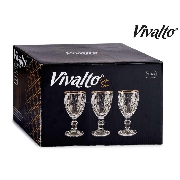 Copa Vino 330Ml Diamante Filo Oro Vivalto 9X17CM (36 Unidades) 2 Copa Vino 330Ml Diamante Filo Oro Vivalto 9X17CM (36 Unidades) 2