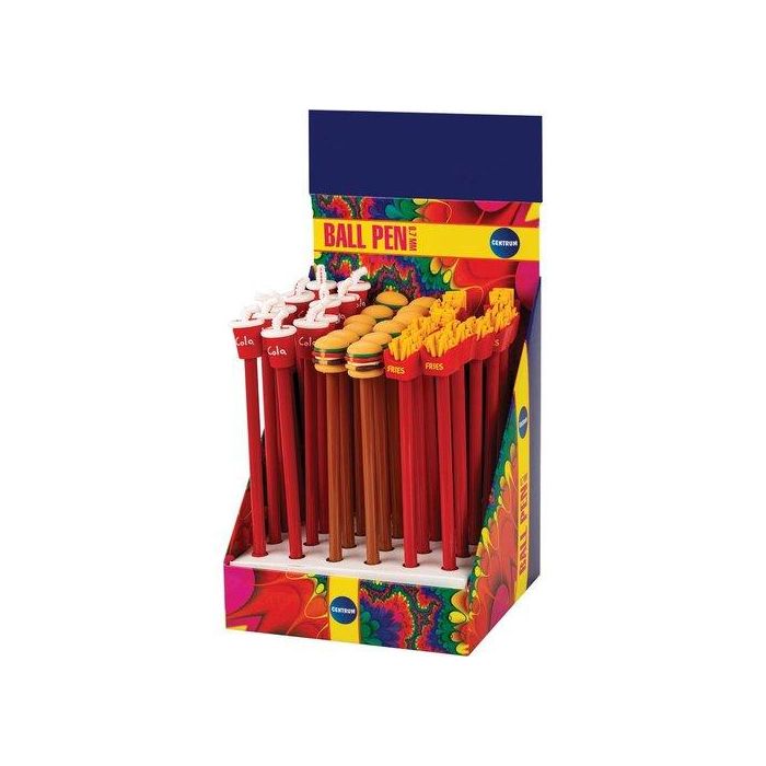 Boligrafo Centrum Cola, Patatas Fritas Y Hamburguesa Expositor De 36
