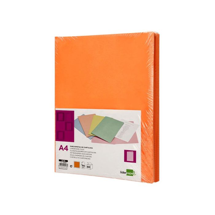 Subcarpeta Liderpapel A4 Naranja Intenso 180 gr-M2 50 unidades 9