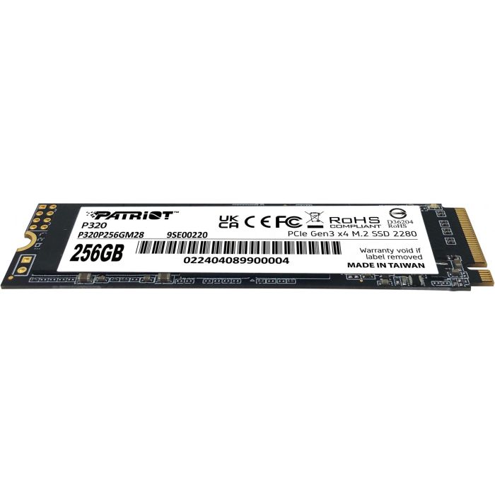 Patriot PE996 SSD M.2 P320 256GB PCIe 3.0 NVMe 2200/1200 MB/s 2280 para PC/Portátil 1 Patriot PE996 SSD M.2 P320 256GB PCIe 3.0 NVMe 2200/1200 MB/s 2280 para PC/Portátil 1
