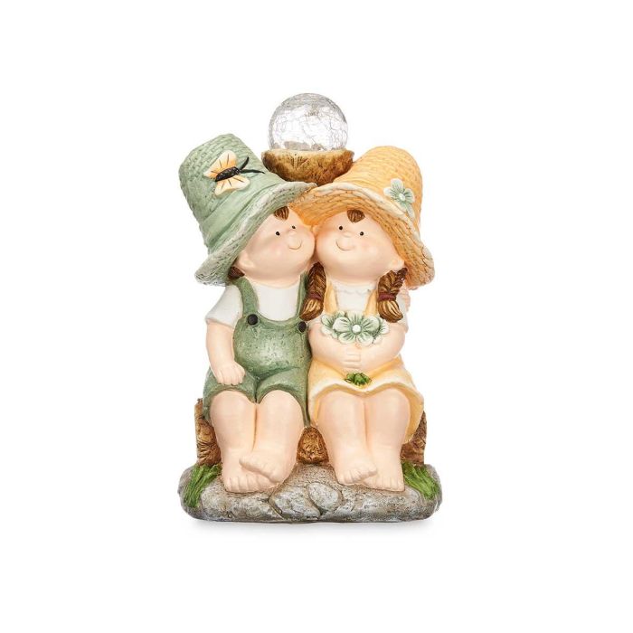 Figura Solar Pareja Sentada Ibergarden 27.8x44.5x24.1 cm - Poliresina, Colores: Amarillo, Blanco, Verde (2 Unidades) 3 Figura Solar Pareja Sentada Ibergarden 27.8x44.5x24.1 cm - Poliresina, Colores: Amarillo, Blanco, Verde (2 Unidades) 3