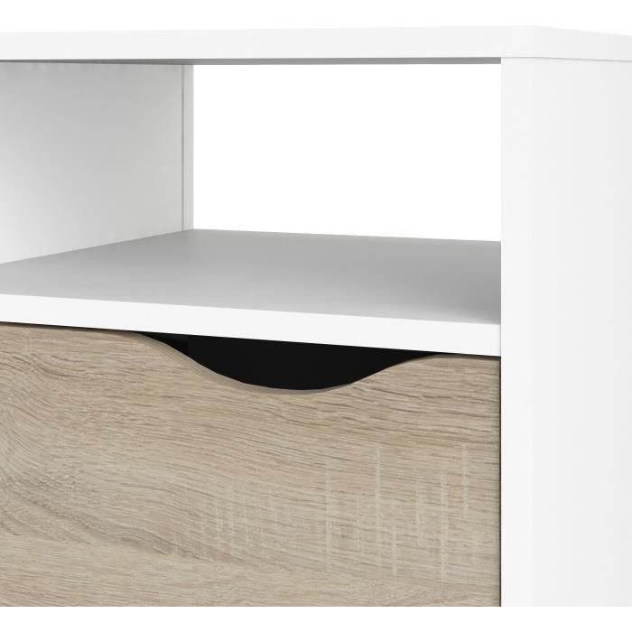 TVILUM 7539149AK Mueble para Televisión con 4 Nichos y 2 Cajones, Acabado Blanco y Roble, 117,2x39,1x57,4 cm 3