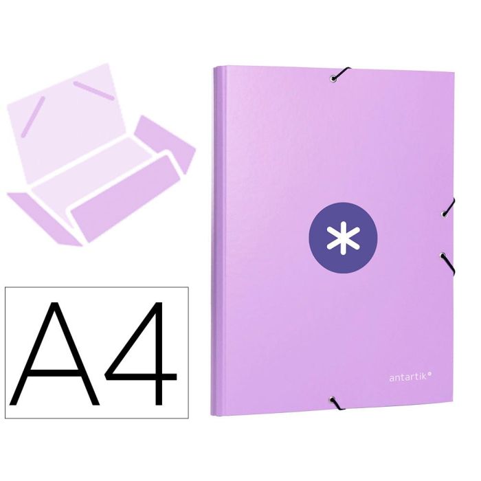 Carpeta Antartik Gomas A4 3 Solapas Carton Forrado Color Lavanda