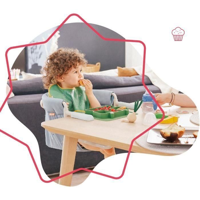 Asiento de mesa de bebé Badabulle con sistema de fijación de 4 brazos, plegamiento ultra compacto, de 6 a 36 meses 1 Asiento de mesa de bebé Badabulle con sistema de fijación de 4 brazos, plegamiento ultra compacto, de 6 a 36 meses 1