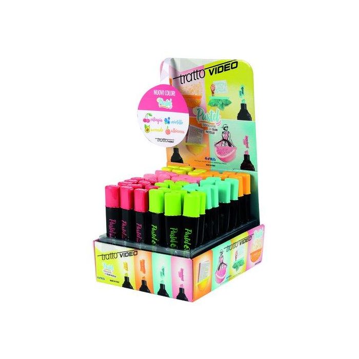 Marcador Fluor Tratto Video Pastel Surtido Expositor De 48