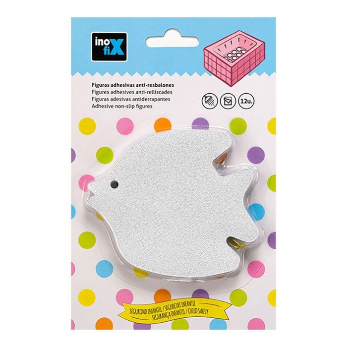 Inofix Figuras Adhesivas Antiresbalones Forma Pez 5302-0 (Blister 12 Unid.) para Duchas y Bañeras Transparentes