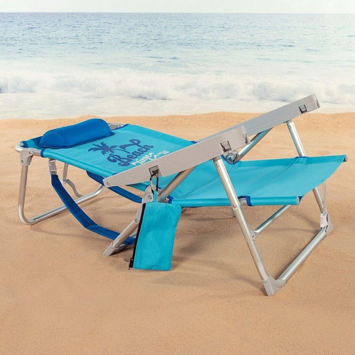 Silla de Playa Aktive Plegable Azul 53 x 80 x 58 cm (2 Unidades) 4 Silla de Playa Aktive Plegable Azul 53 x 80 x 58 cm (2 Unidades) 4