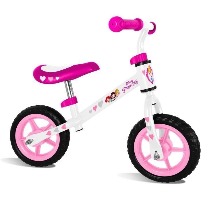 Stamp Bicicleta de Equilibrio Princesas Disney 10'' Marco de Acero Ruedas Antipunción Sillín y Manillar Ajustables