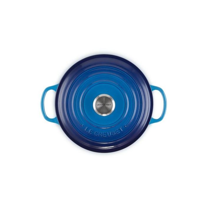 Le Creuset 21177202202430 Signature Gusseisen-Bräter mit Deckel, 20 cm, Azure 3
