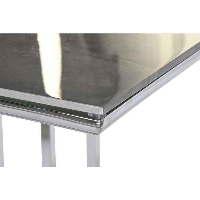 DKD Home Decor Mesa Comedor de Diseño Moderno Acero y Cristal, Acabado Blanco y Plateado, 90x180x75 cm 2