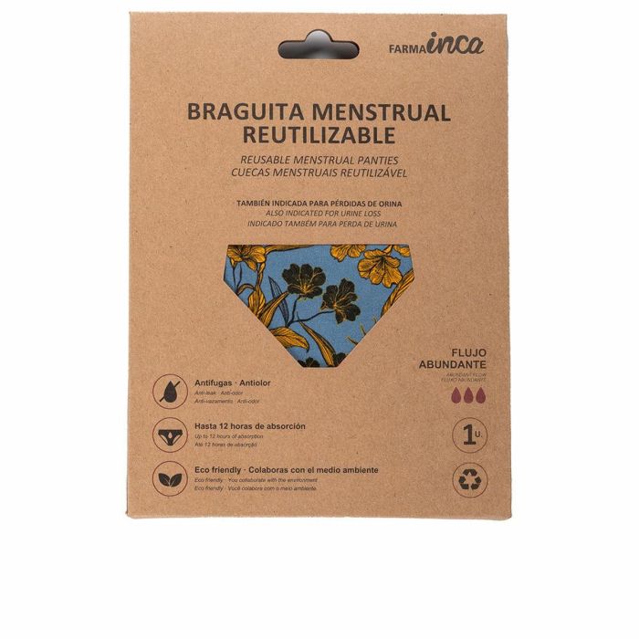 Inca Braguita Menstrual Absorción Super #Flores Amarillas Talla M