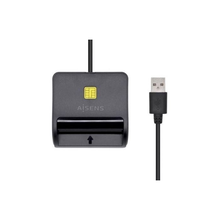 Aisens Lector de Tarjetas Inteligente DNI con Lector de Tarjetas SIM, SD, Micro SD, MMC, RS-MMC, MMC Micro, Negro - Compatible con FIPS 201, FIPS TAA e ISO 7816 1