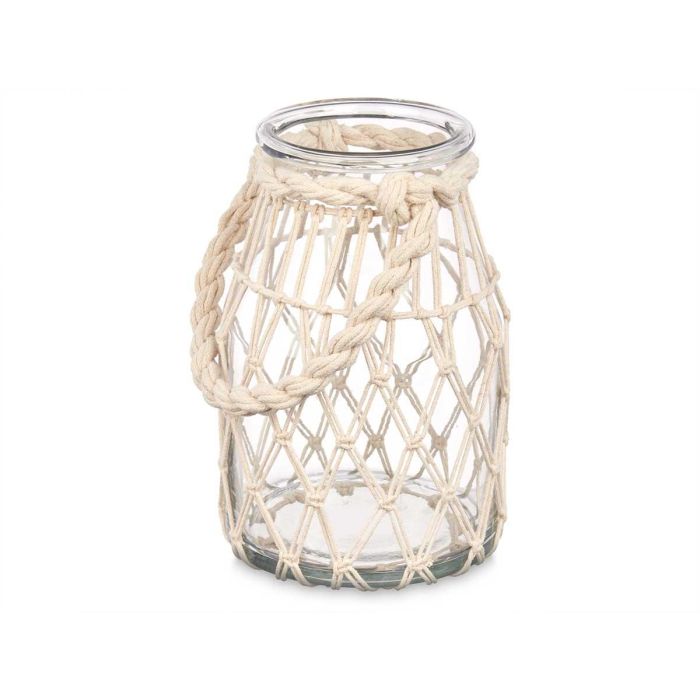 Portavela Vidrio Cuerda Blanca Peq Giftdecor 14X21CM (6 Unidades) 1 Portavela Vidrio Cuerda Blanca Peq Giftdecor 14X21CM (6 Unidades) 1