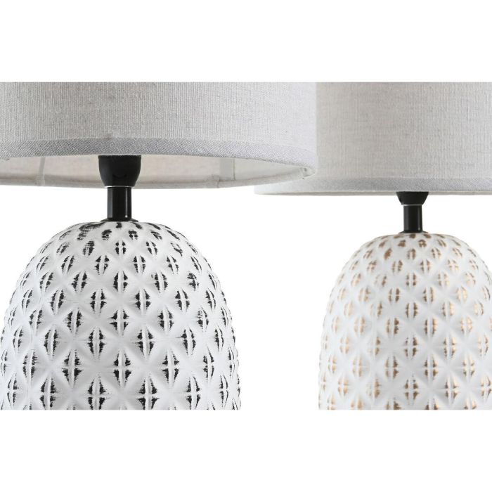 Lampara Sobremesa Tropical DKD Home Decor Blanco Cobrizo 24 x 40 x 24 cm (2 Unidades) 1 Lampara Sobremesa Tropical DKD Home Decor Blanco Cobrizo 24 x 40 x 24 cm (2 Unidades) 1