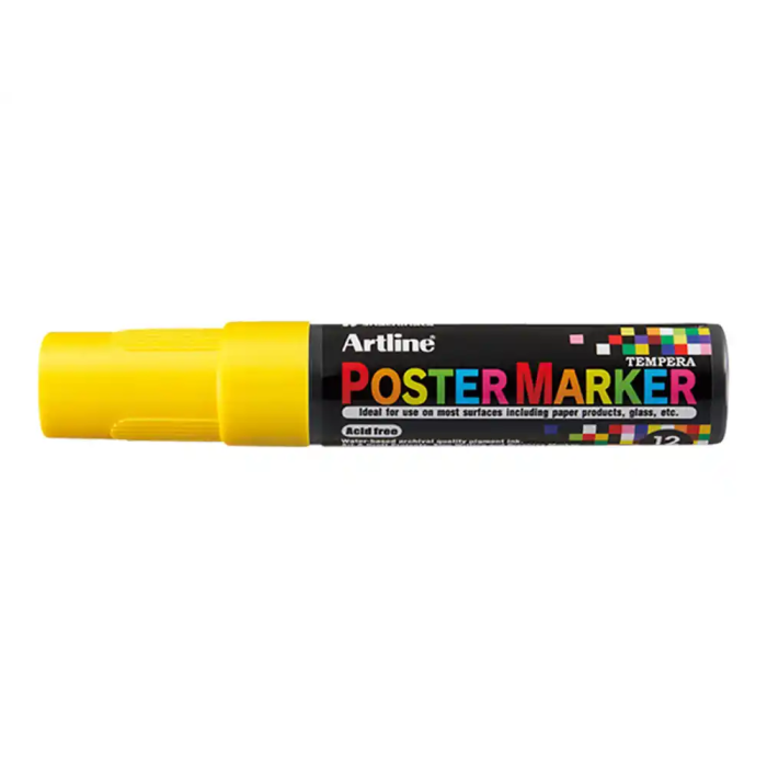 Artline EPP-12 Rotulador Poster Marker Punta Rectangular 12 mm para Cartelería Color Amarillo 1