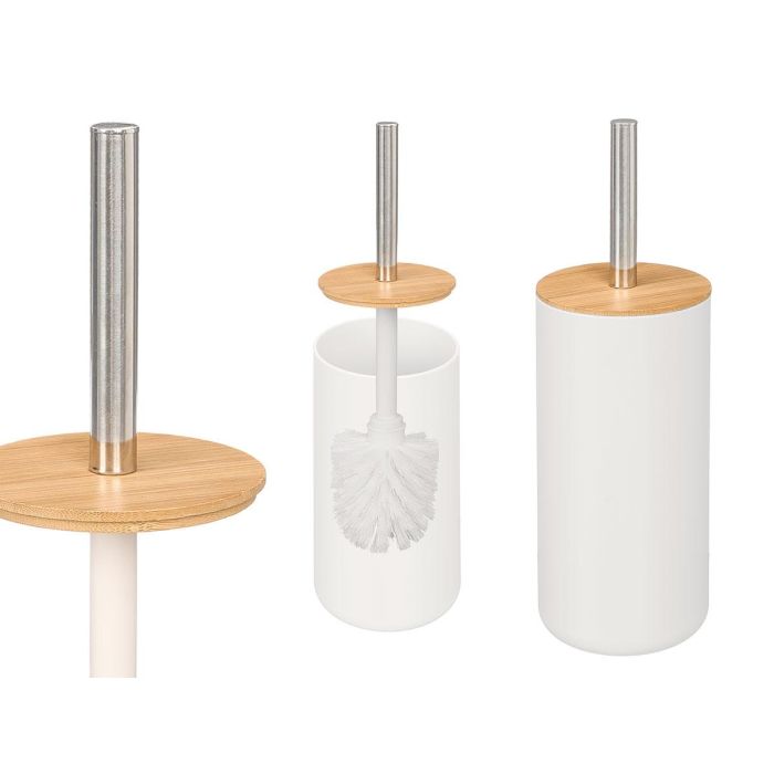 Berilo Escobillero Plástico Bambú Blanco 9 cm x 36.5 cm x 9.2 cm (Set de 12)