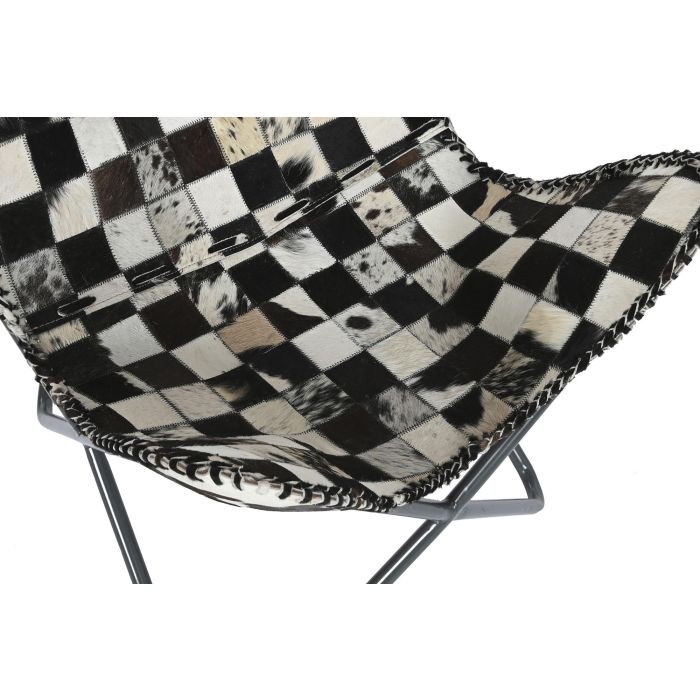 DKD Home Decor Sillón Colonial Marrón Oscuro Crema Piel y Hierro 70 x 90 x 70 cm 1