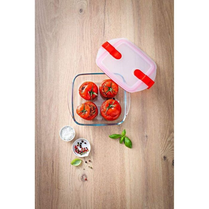 Pyrex Cook & Heat - Recipiente Cuadrado de Vidrio Borosilicato con Tapa para Horno, Microondas y Congelador - 20x17 cm 12 Pyrex Cook & Heat - Recipiente Cuadrado de Vidrio Borosilicato con Tapa para Horno, Microondas y Congelador - 20x17 cm 12