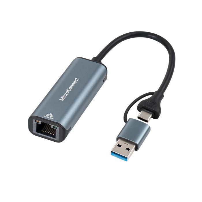 MicroConnect Premium USB-C / A to RJ45 network Gigabit Adapter MicroConnect Premium USB-C / A to RJ45 network Gigabit Adapter