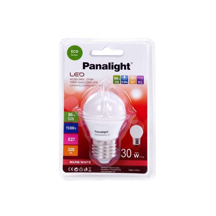 Panasonic-Panalight LDGHV5L27CFE272EPL-ECO Lámpara LED Esférica Frost E27 4W 2700K 2 Panasonic-Panalight LDGHV5L27CFE272EPL-ECO Lámpara LED Esférica Frost E27 4W 2700K 2