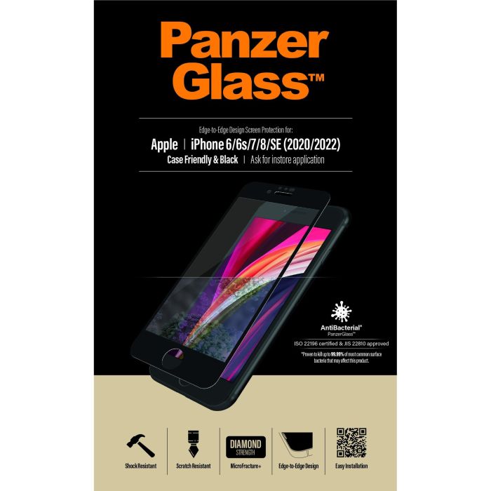 PanzerGlass E2E f. iPhone 6/7/8/SE 2020/2022. CF. Black 8 PanzerGlass E2E f. iPhone 6/7/8/SE 2020/2022. CF. Black 8