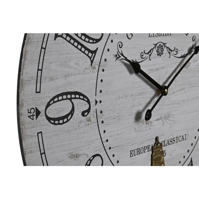 DKD Home Decor Reloj de Pared Vintage Blanco Negro 8 x 58 x 58 cm (2 Unidades) 1