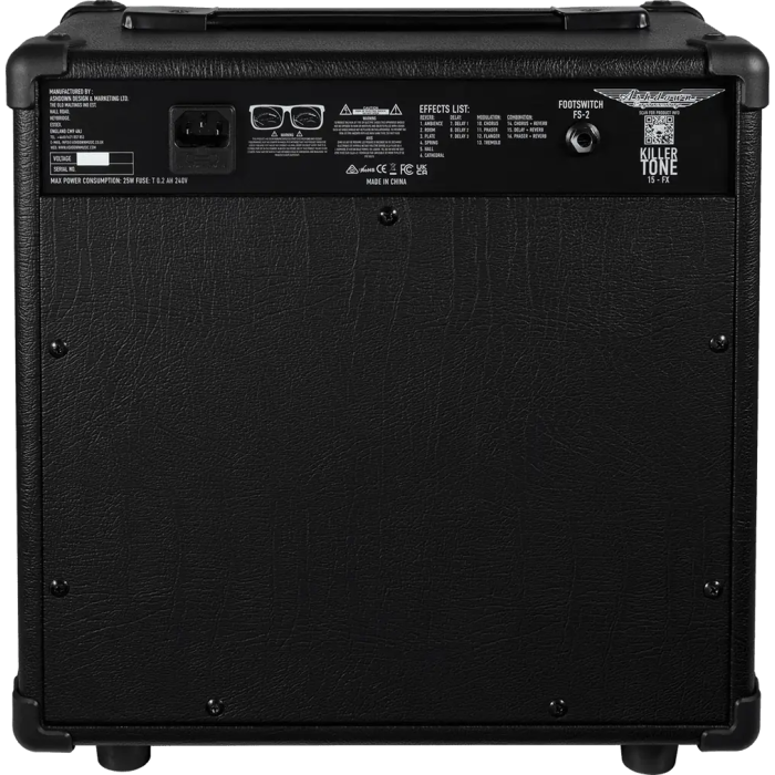 Ashdown Killer Tone Efx Amplificador de Guitarra Combo 1X10" 15W con Delay, Chorus, Phaser, Flanger, Trémolo, Reverb 3
