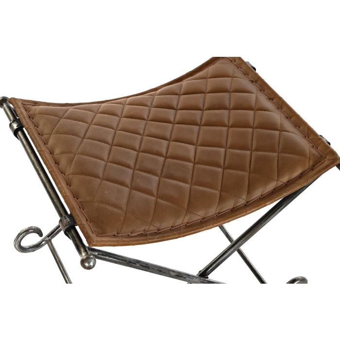 DKD Home Decor Descalzadora Vintage de Piel y Metal Marrón Negro Hecha a Mano, Asiento Banco 42cm Altura, Medidas 45L x 44H x 53A cm 1 DKD Home Decor Descalzadora Vintage de Piel y Metal Marrón Negro Hecha a Mano, Asiento Banco 42cm Altura, Medidas 45L x 44H x 53A cm 1