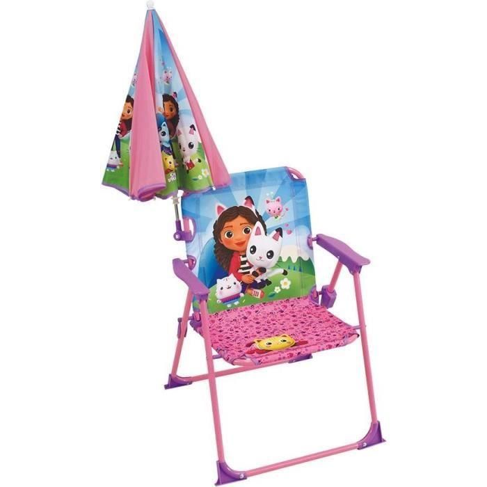 Muebles de jardín - FUN HOUSE - Silla plegable Gabby y la Casa Mágica Al.53 x L.38,5 x P.37,5 cm con sombrilla de 65 cm 1 Muebles de jardín - FUN HOUSE - Silla plegable Gabby y la Casa Mágica Al.53 x L.38,5 x P.37,5 cm con sombrilla de 65 cm 1