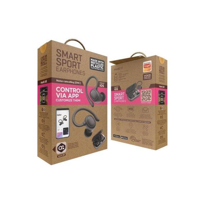 Auriculares Deportivos Bluetooth Muvit iO Smart True Wireless Sport ENC con estuche de carga/ Autonomía 6h/ Negros 4 Auriculares Deportivos Bluetooth Muvit iO Smart True Wireless Sport ENC con estuche de carga/ Autonomía 6h/ Negros 4