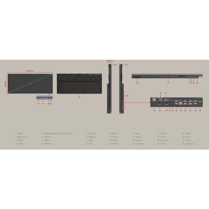 ViewSonic IFP105S ViewBoard Pantalla Interactiva Táctil 40 Puntos 105" 5K Ultrawide 21:9 para Reuniones Híbridas 1