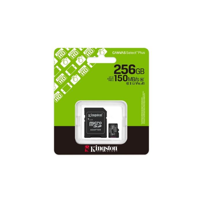 Kingston SDCS3/256GB Tarjeta de Memoria microSDXC Canvas Select Plus 256GB Clase 10 UHS-I U1 A1 150MB/s con Adaptador 4 Kingston SDCS3/256GB Tarjeta de Memoria microSDXC Canvas Select Plus 256GB Clase 10 UHS-I U1 A1 150MB/s con Adaptador 4