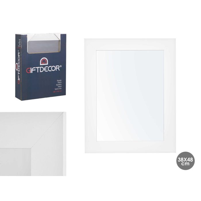 Espejo 38x48 cm marco blanco Giftdecor - Madera MDF y vidrio (6 Unidades) Espejo 38x48 cm marco blanco Giftdecor - Madera MDF y vidrio (6 Unidades)